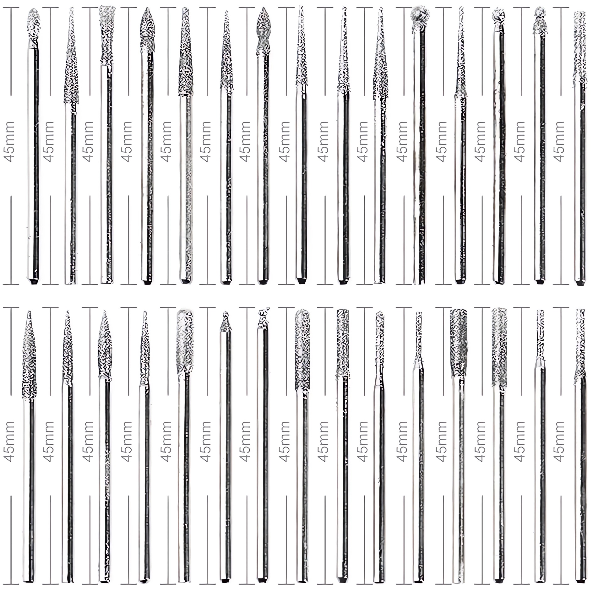 30Pcs Jewelry Making Diamond Burrs Drill For Dremel Craftsman Rotary Tool